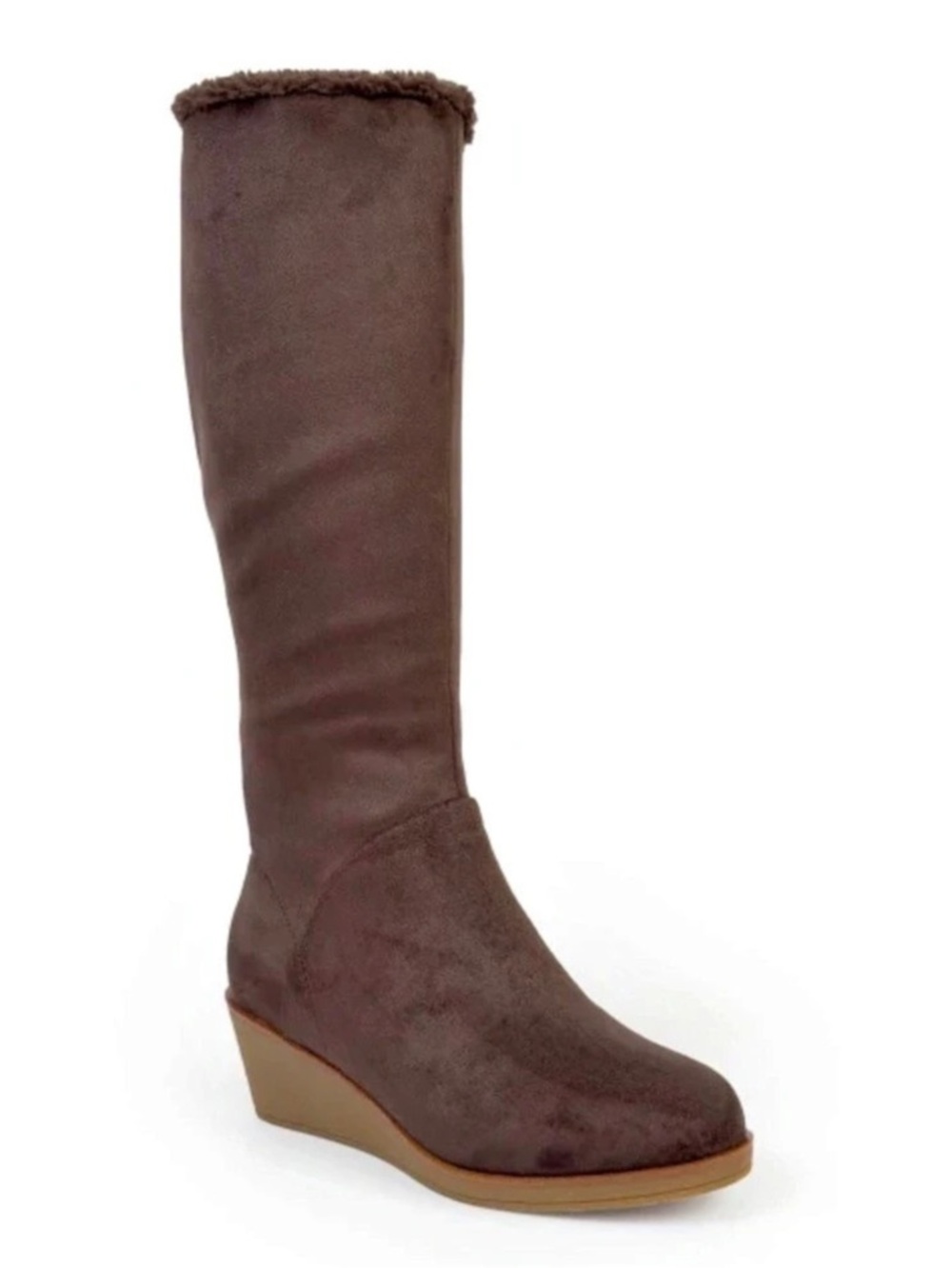 Aerosoles Binocular 2 Wedge Boots size 6 faux suede, shearling lining Java in bo